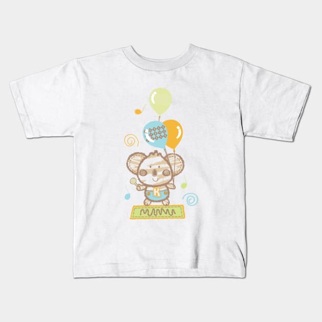 Koala Playing Balloons Kids T-Shirt by angsabiru